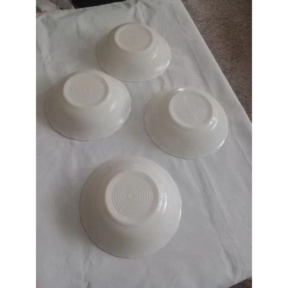 Milk Glass Embossed Scalloped Rim Small Bowls Set Of 4 White Spanish Lace Detail